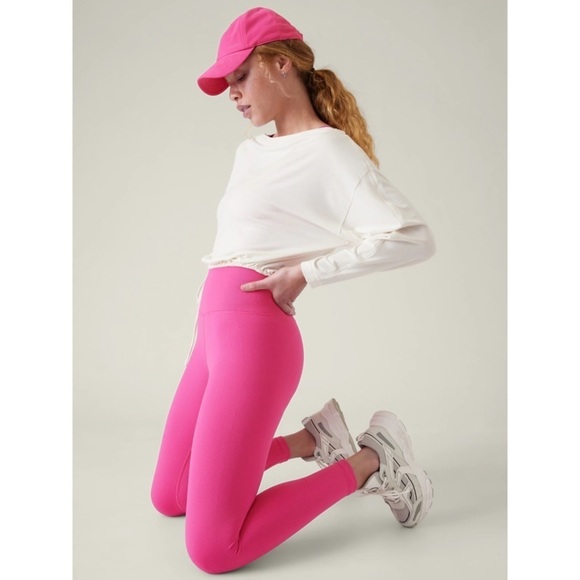 Athleta Hot Pink Aurora Seamless Ribbed High Rise Tight Leggings 533472 EUC XS - Picture 3 of 11